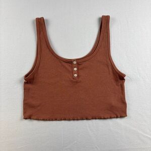 American Eagle Brown Cropped Button Up Tank Top Women’s Size M Y2K